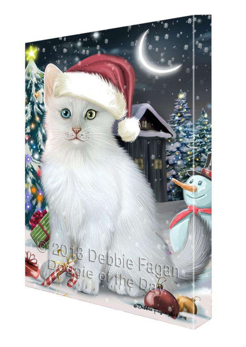 Have a Holly Jolly Christmas Happy Holidays Turkish Angora Cat Canvas Print Wall Art Décor CVS106208