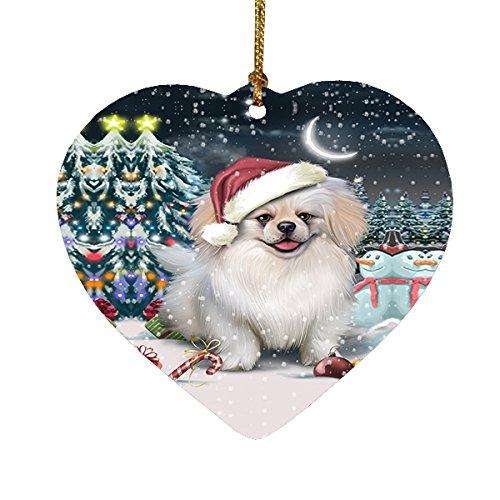 Have a Holly Jolly Pekingese Dog Christmas Heart Ornament POR1965