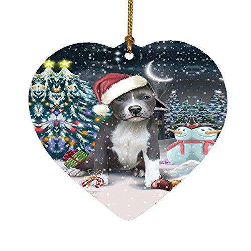 Have a Holly Jolly Pit Bull Dog Christmas Heart Ornament POR1834