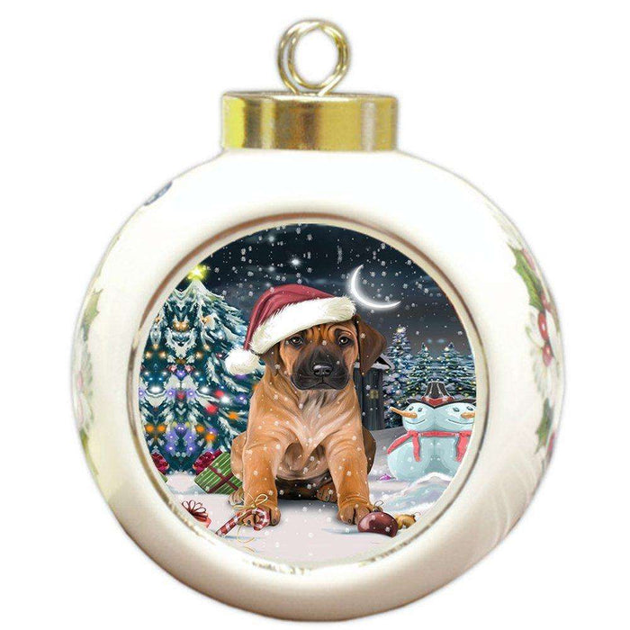Have a Holly Jolly Rhodesian Ridgeback Dog Christmas Round Ball Ornament POR748