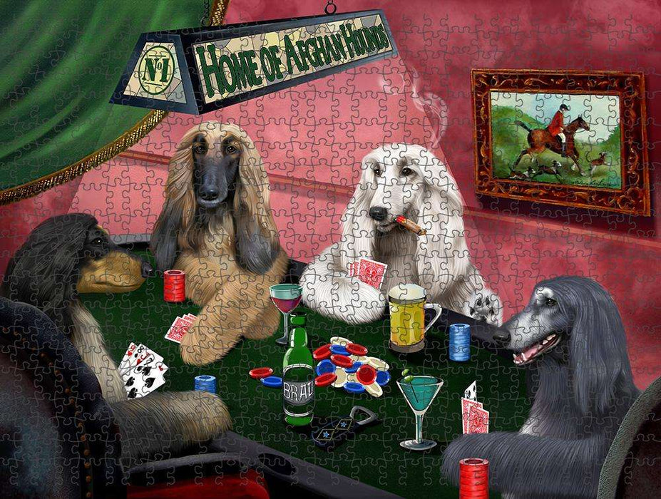 Home of Afghan Hound 4 Dogs Playing Poker Puzzle with Photo Tin PUZL84528
