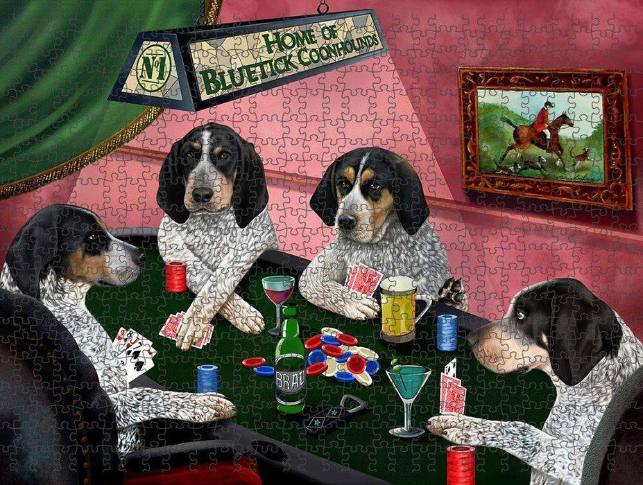 Home of Bluetick Coonhound 4 Dogs Playing Poker Puzzle with Photo Tin PUZL84540