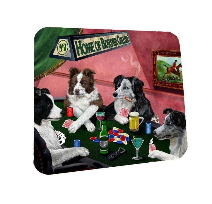 Home of Border Collies Coasters 4 Dogs Playing Poker (Set of 4)