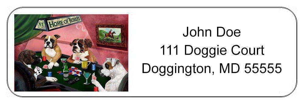 Home of Boxers 4 Dogs Playing Poker Return Address Label