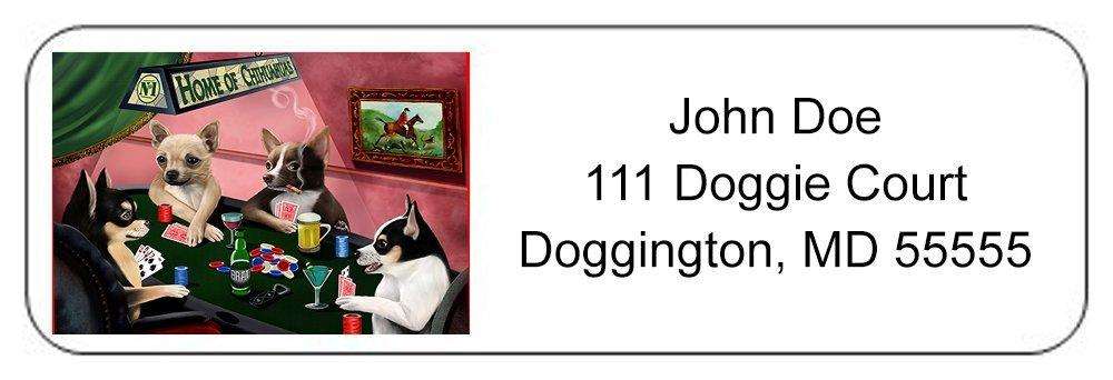 Home of Chihuahua 4 Dogs Playing Poker Return Address Label