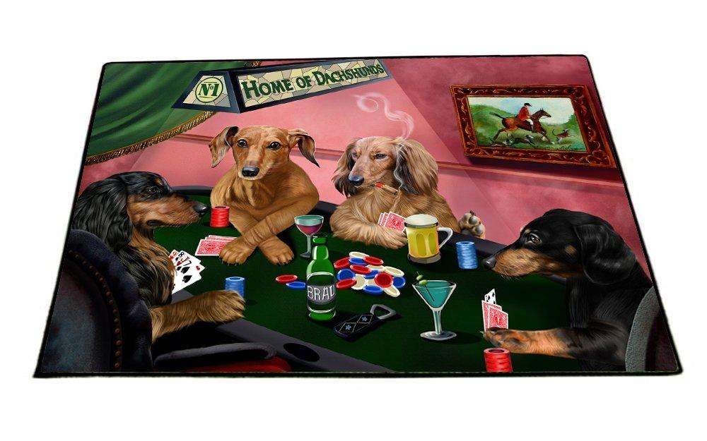 Home of Dachshunds 4 Dogs Playing Poker Floormat 18" x 24"
