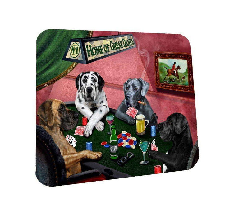 Home of Great Danes Coasters 4 Dogs Playing Poker (Set of 4)