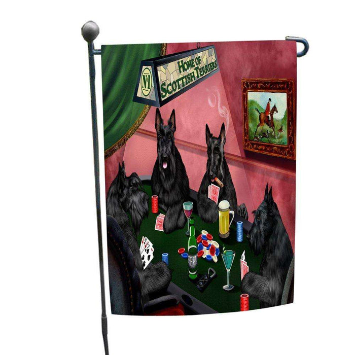 Home of Scottish Terriers 4 Dogs Playing Poker Garden Flag