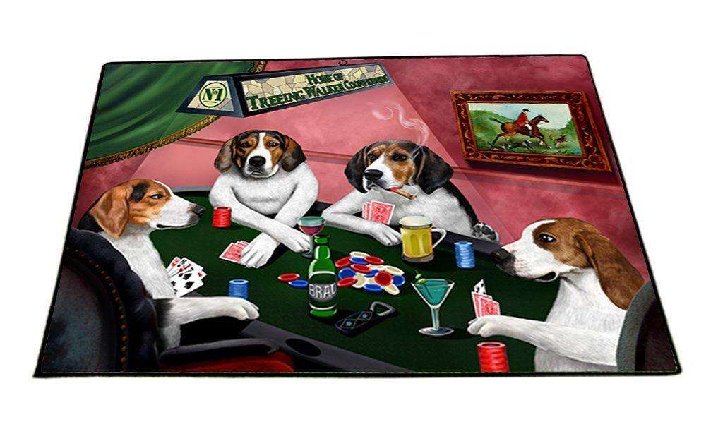 Home of Treeing Walker Coonhounds 4 Dogs Playing Poker Indoor/Outdoor Floormat
