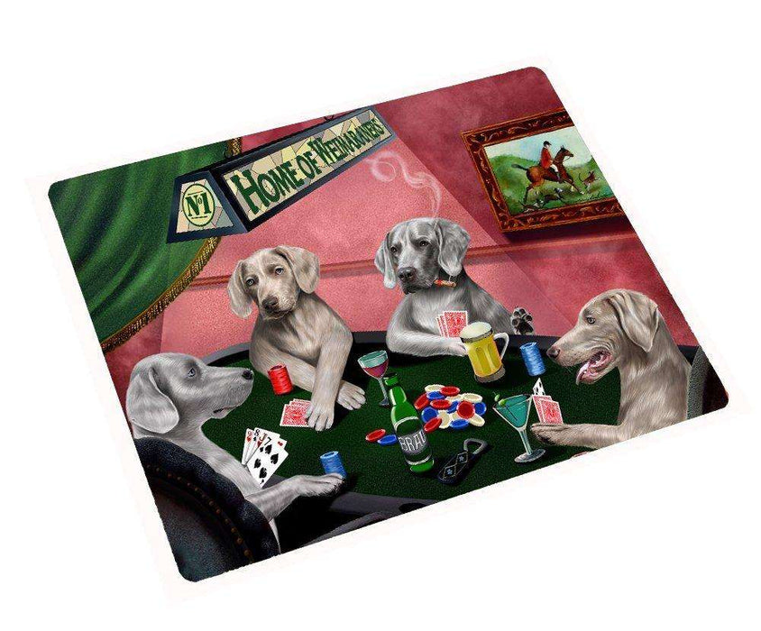 Home of Weimaraner Tempered Cutting Board 4 Dogs Playing Poker