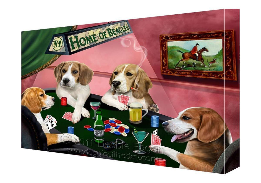 House of Beagles Dogs Playing Poker Canvas 18 x 24