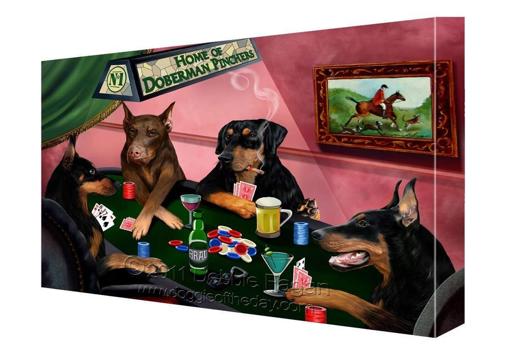 House of Doberman Pincher Dogs Playing Poker Canvas 16 x 20