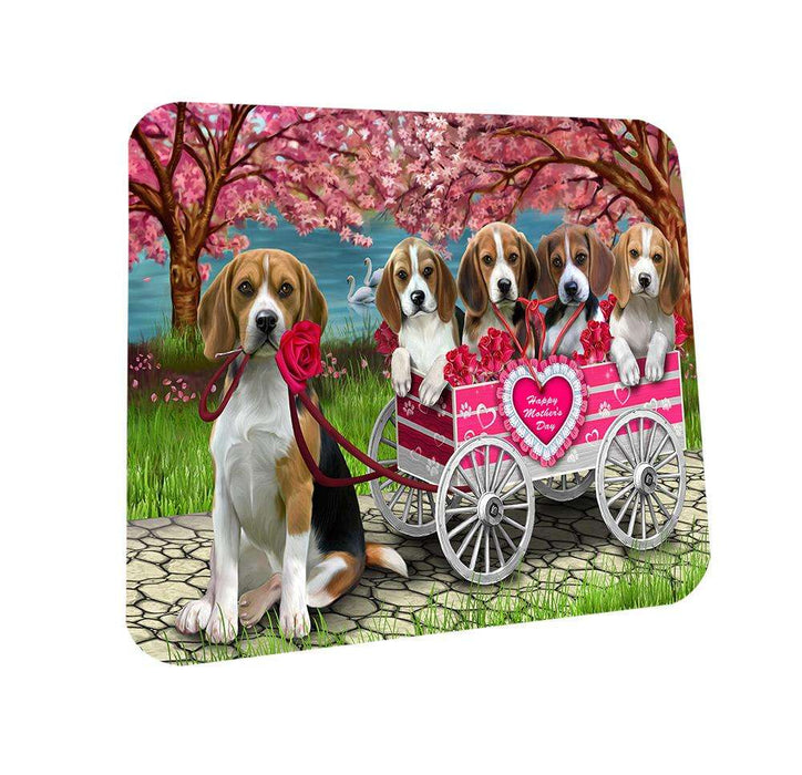I Love Beagles Dog in a Cart Coasters Set of 4 CST51657