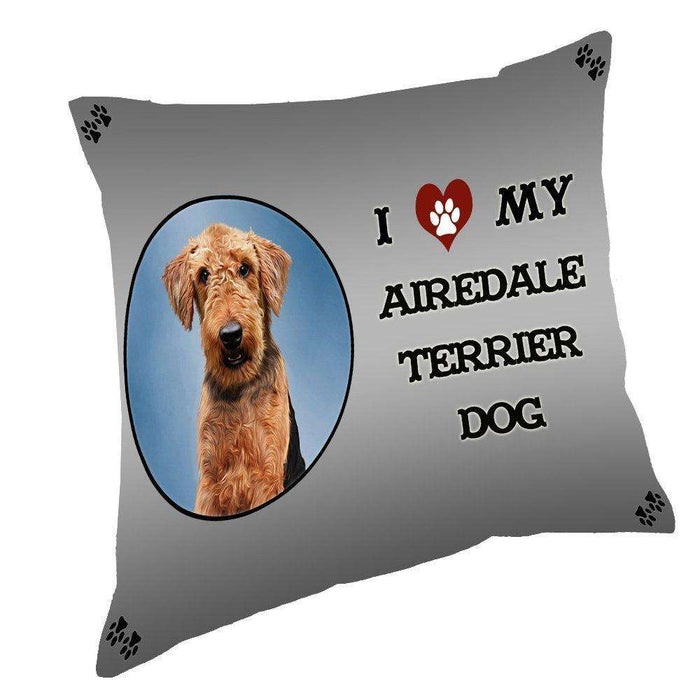 I Love My Airedale Terrier Dog Throw Pillow