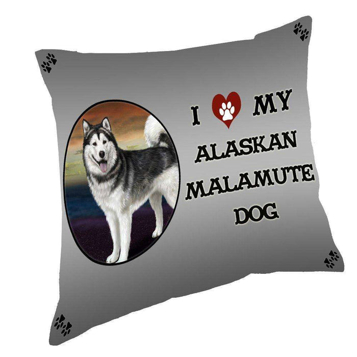 I Love My Alaskan Malamute Dog Throw Pillow
