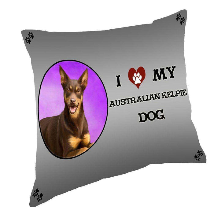 I Love My Australian Kelpie Dog Throw Pillow