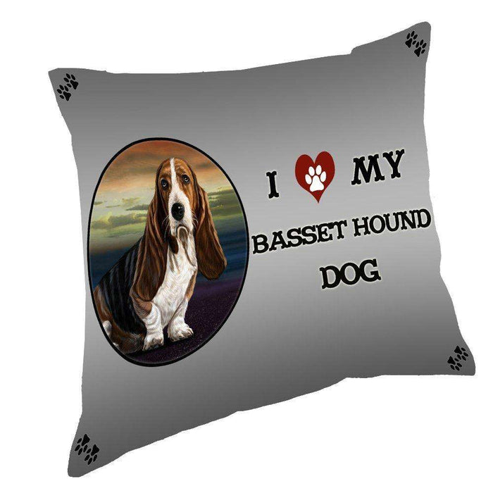 I Love My Basset Hound Dog Throw Pillow
