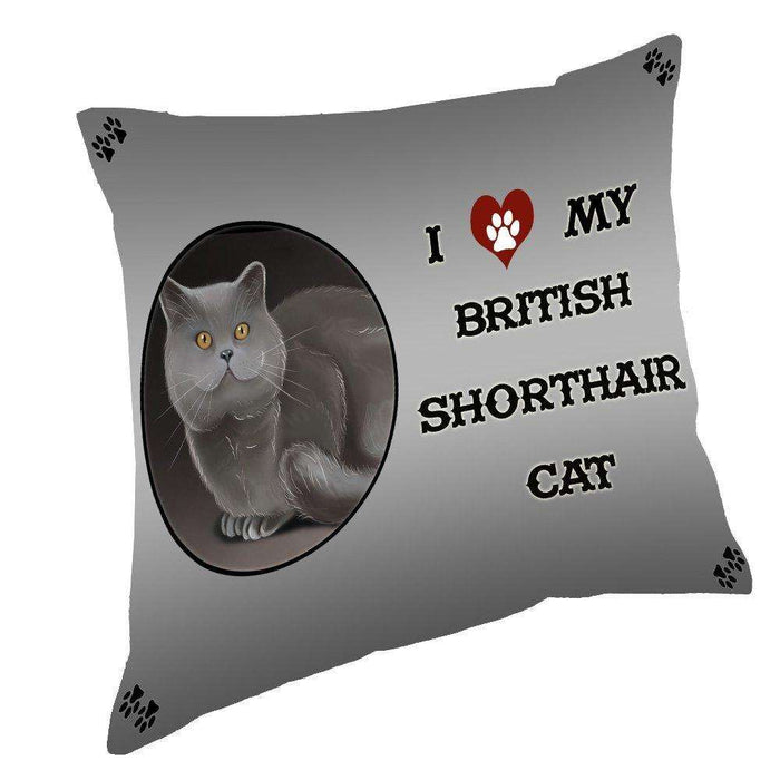 I Love My British Shorthair Cat Throw Pillow