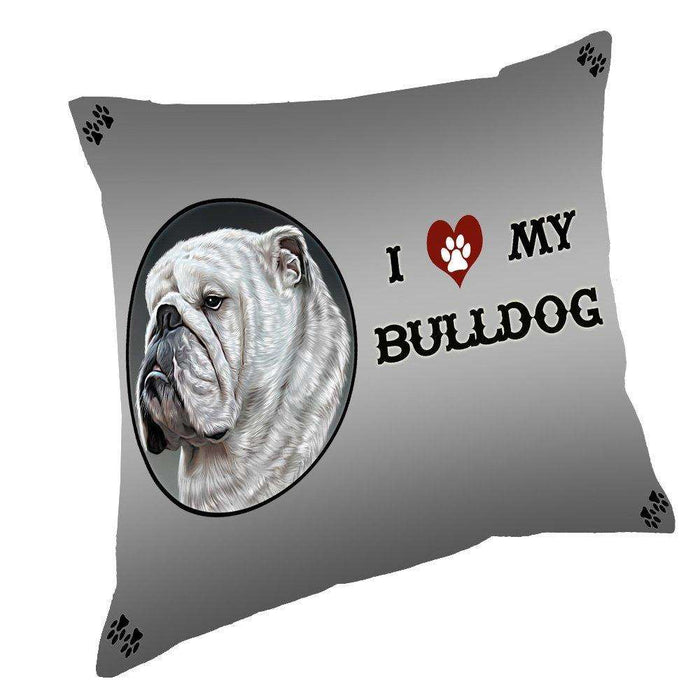 I Love My Bulldog Dog Throw Pillow
