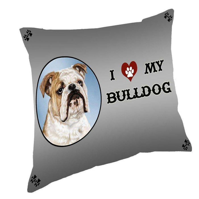 I Love My Bulldog Dog Throw Pillow