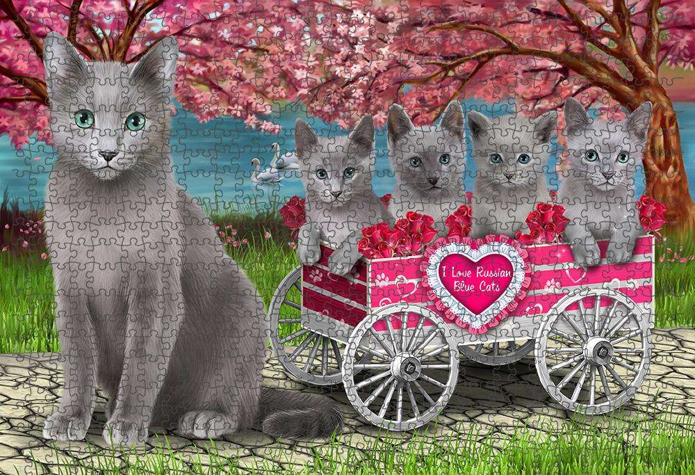 I Love Russian Blue Cats Cat in a Cart Puzzle with Photo Tin PUZL59199