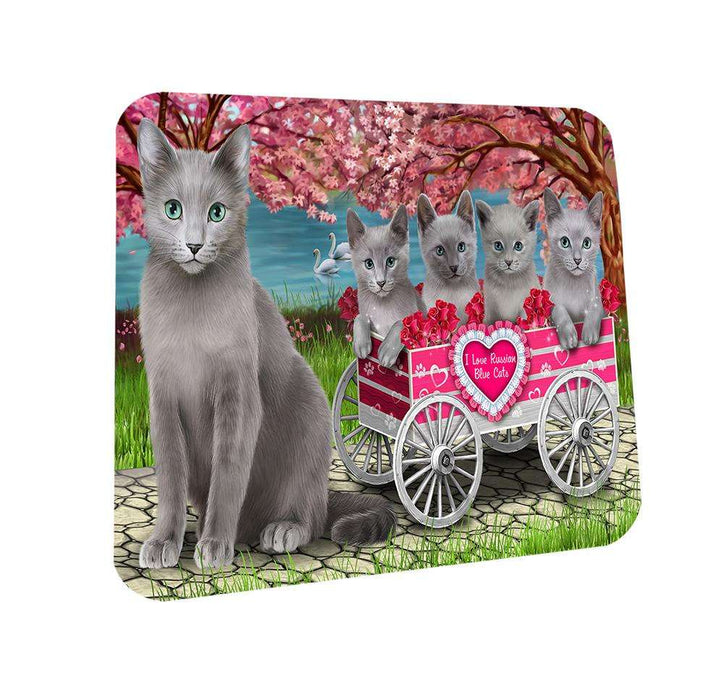 I Love Russian Blue Cats in a Cart Coasters Set of 4 CST51663