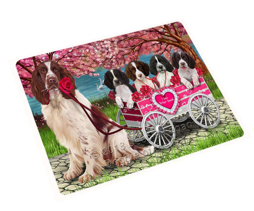 I Love Springer Spaniels Dog in a Cart Cutting Board C67083