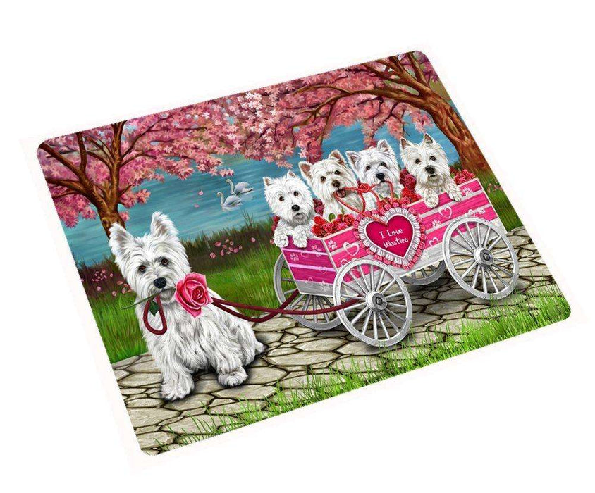 I Love Westies Dogs in a Cart Large Refrigerator / Dishwasher Magnet D093