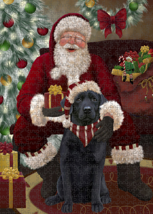 Santa's Christmas Surprise Labrador Dog Puzzle with Photo Tin PUZL100844