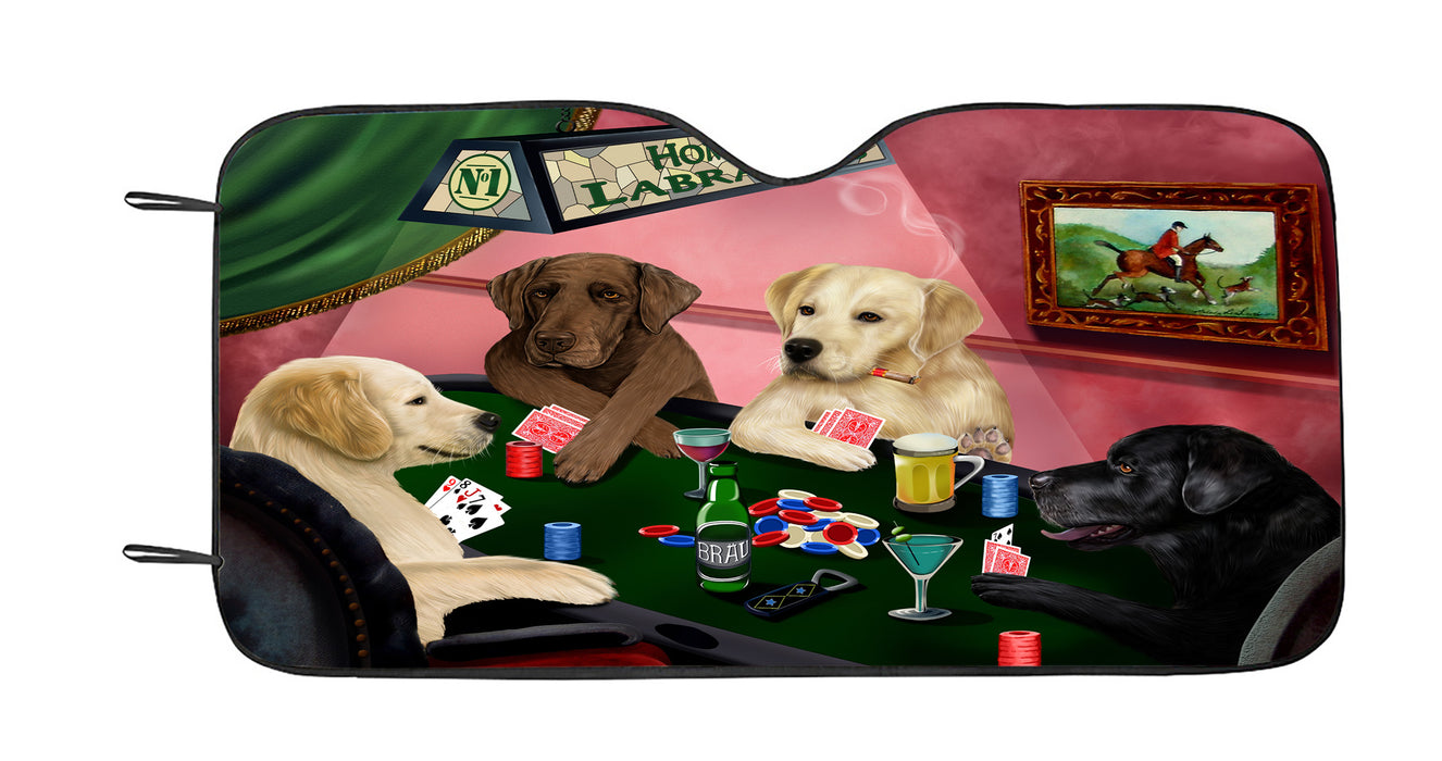 Home of  Labrador Dogs Playing Poker Car Sun Shade