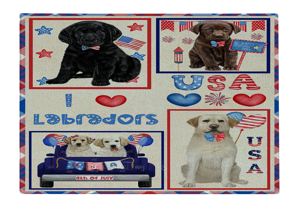 4th of July Independence Day I Love USA Labrador Dogs Cutting Board - For Kitchen - Scratch & Stain Resistant - Designed To Stay In Place - Easy To Clean By Hand - Perfect for Chopping Meats, Vegetables