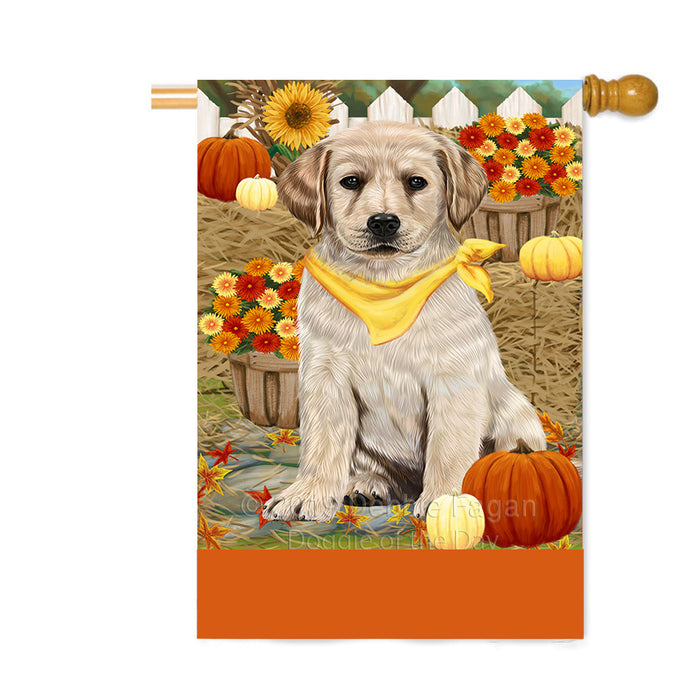 Personalized Fall Autumn Greeting Labrador Dog with Pumpkins Custom House Flag FLG-DOTD-A62015
