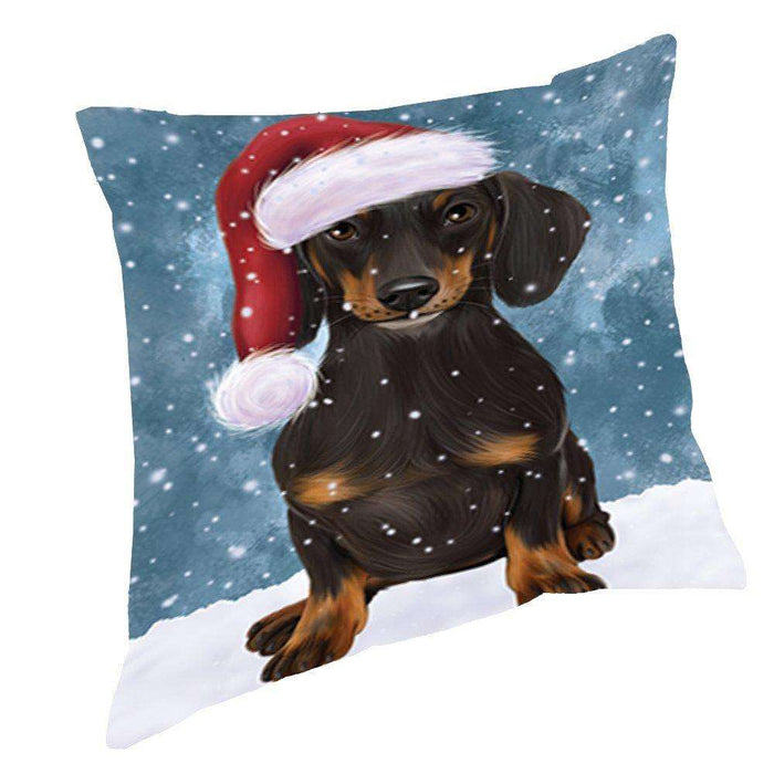 Let It Snow Christmas Happy Holidays Dachshund Dog Throw Pillow PIL960