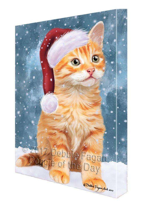 Let It Snow Christmas Happy Holidays Tabby Cat Print on Canvas Wall Art CVS567