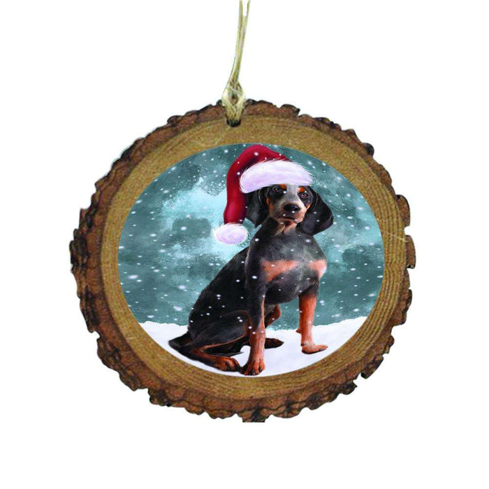 Let it Snow Christmas Holiday American English Coonhound Dog Wooden Christmas Ornament WOR48395
