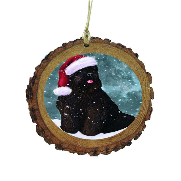 Let it Snow Christmas Holiday Black Russian Terrier Dog Wooden Christmas Ornament WOR48463