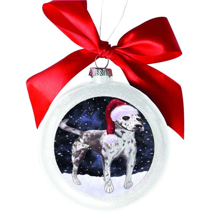 Let it Snow Christmas Holiday Catahoula Leopard Dog White Round Ball Christmas Ornament WBSOR48523