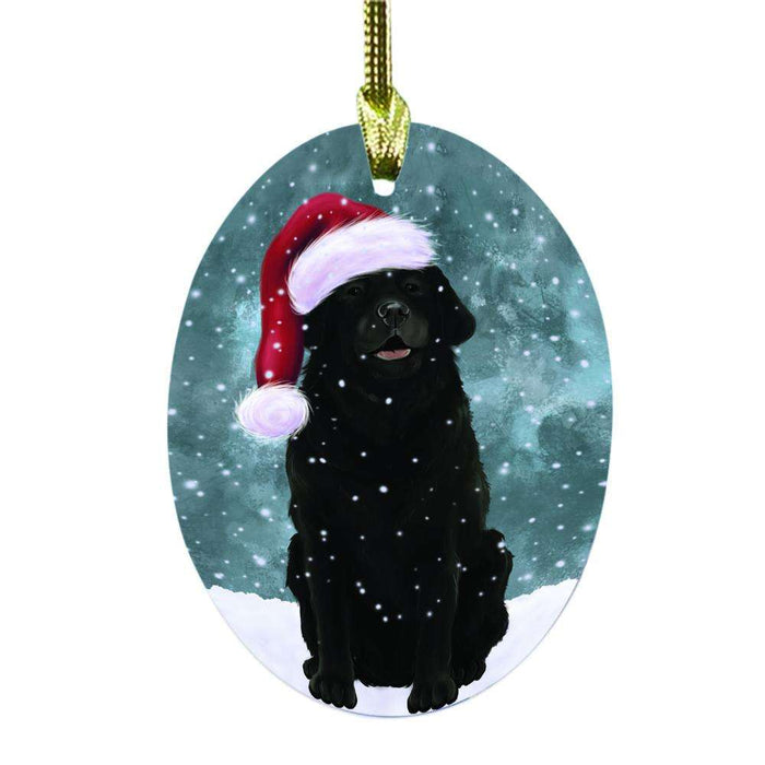 Let it Snow Christmas Holiday Labrador Dog Oval Glass Christmas Ornament OGOR48615