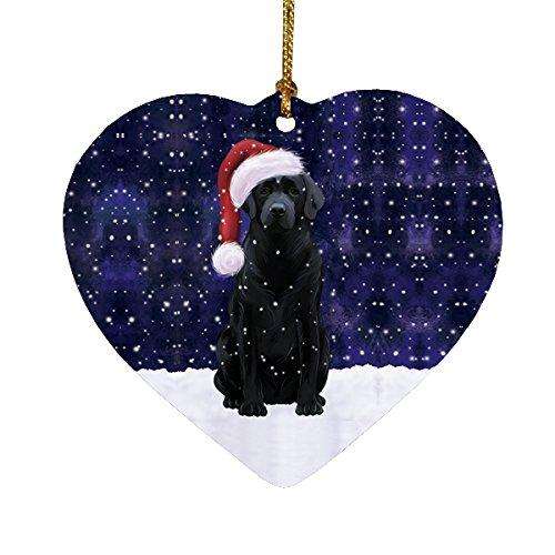 Let it Snow Christmas Holiday Labrador Dog Wearing Santa Hat Heart Ornament D211