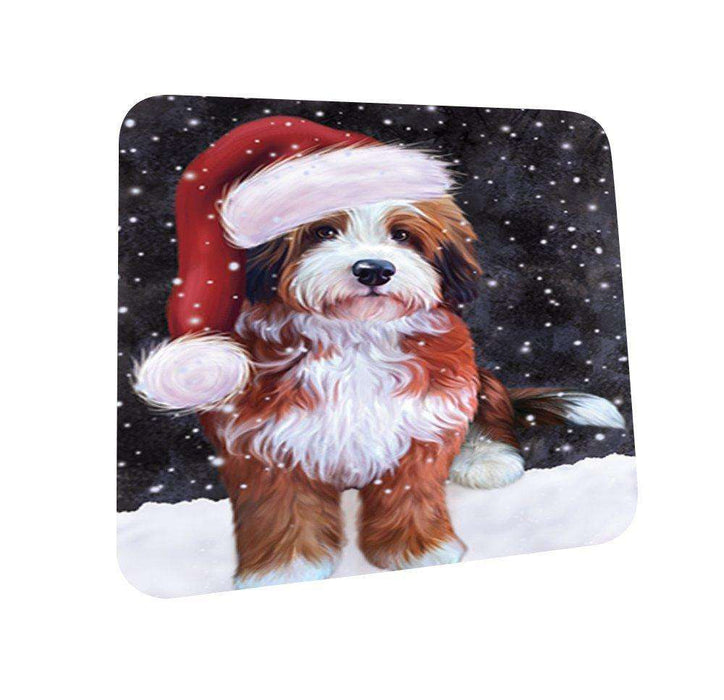 Let It Snow Happy Holidays Bernedoodle Dog Christmas Coasters CST259 (Set of 4)