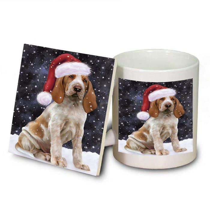Let It Snow Happy Holidays Bracco Italiano Dog Christmas Mug and Coaster Set MUC0358