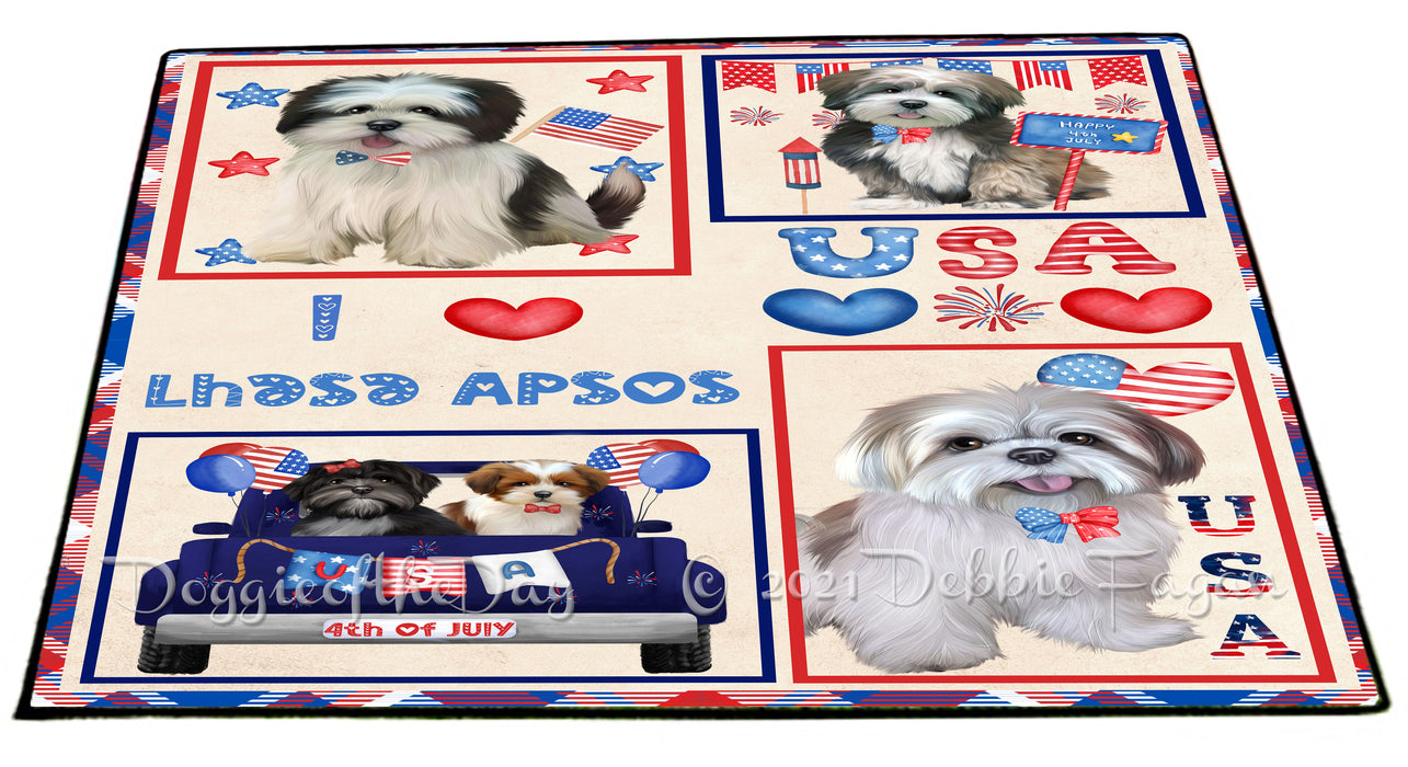 4th of July Independence Day I Love USA Lhasa Apso Dogs Floormat FLMS56248 Floormat FLMS56248