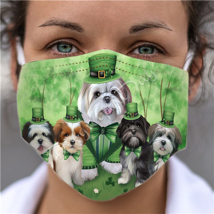 St. Patricks Day Irish Lhasa Apso Dogs Face Mask FM50165