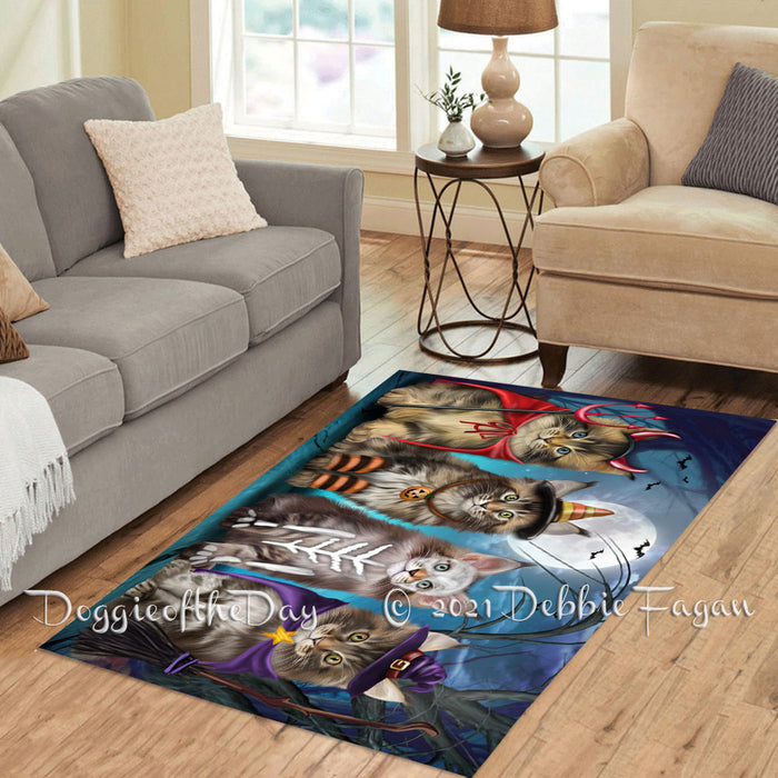Happy Halloween Trick or Treat Maine Coon Cats Polyester Living Room Carpet Area Rug ARUG66306