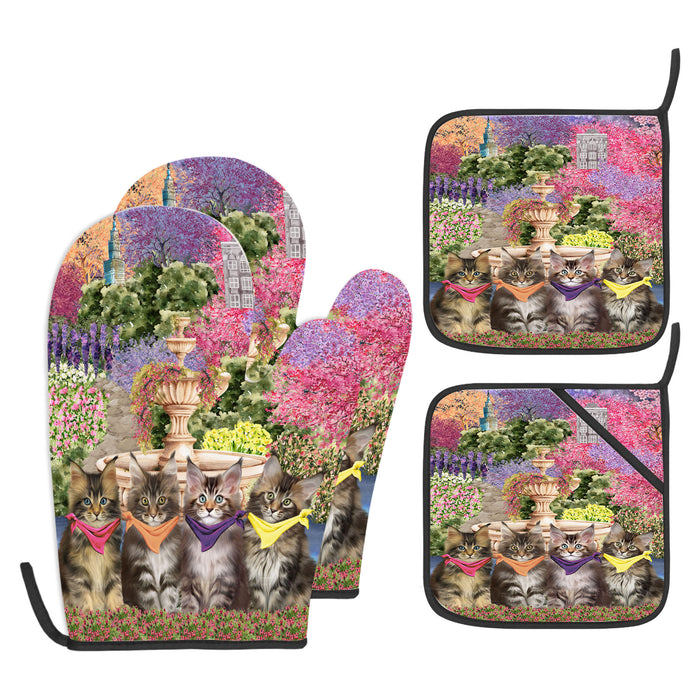 Maine Coon Oven Mitts and Pot Holder, Explore a Variety of Designs, Custom, Kitchen Gloves for Cooking with Potholders, Personalized, Cat and Pet Lovers Gift