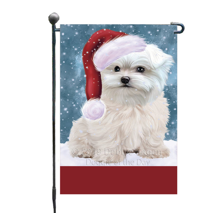 Personalized Let It Snow Happy Holidays Maltese Dog Custom Garden Flags GFLG-DOTD-A62371