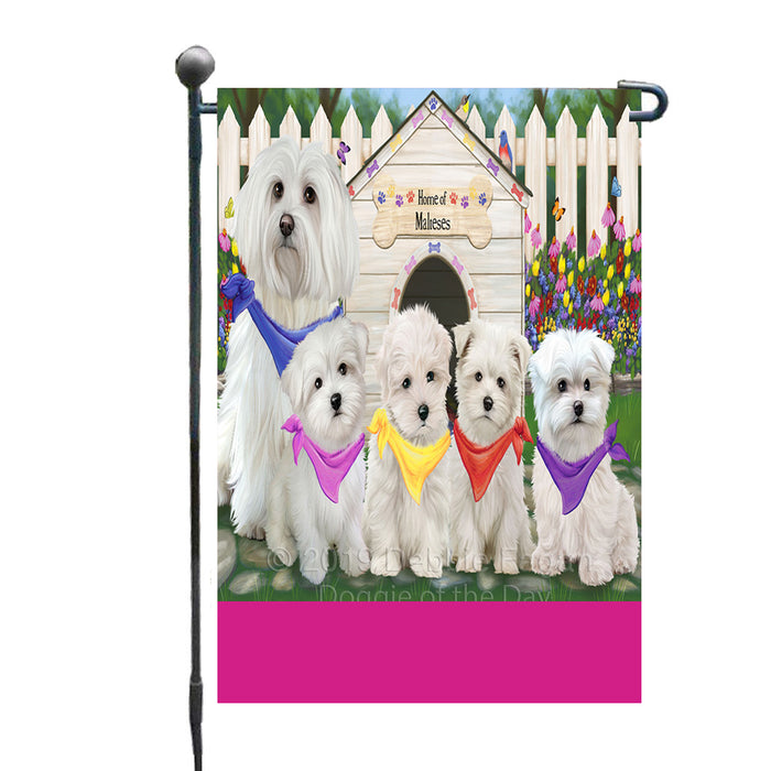 Personalized Spring Dog House Maltese Dogs Custom Garden Flags GFLG-DOTD-A62915