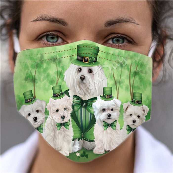 St. Patricks Day Irish Maltese Dogs Face Mask FM50167