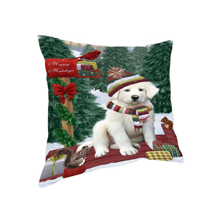 Merry Christmas Woodland Sled Great Pyrenee Dog Pillow PIL77052