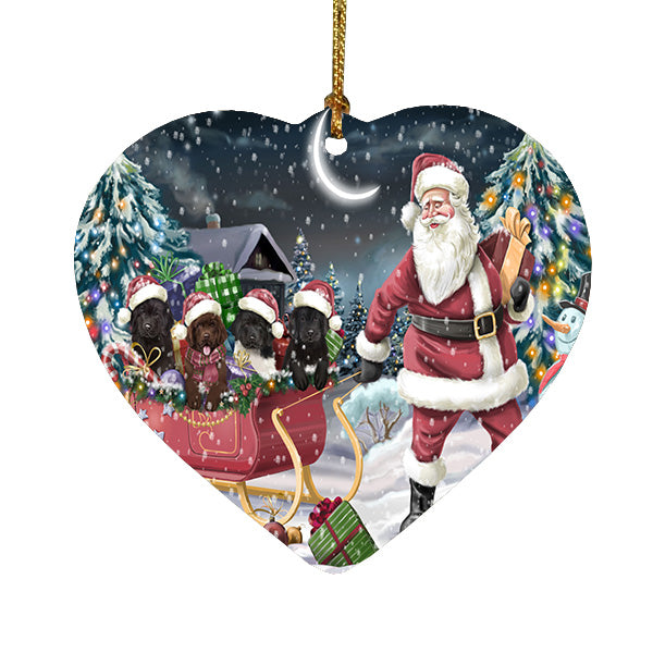 Christmas Santa Sled Newfoundland Dogs Heart Christmas Ornament HPORA59206